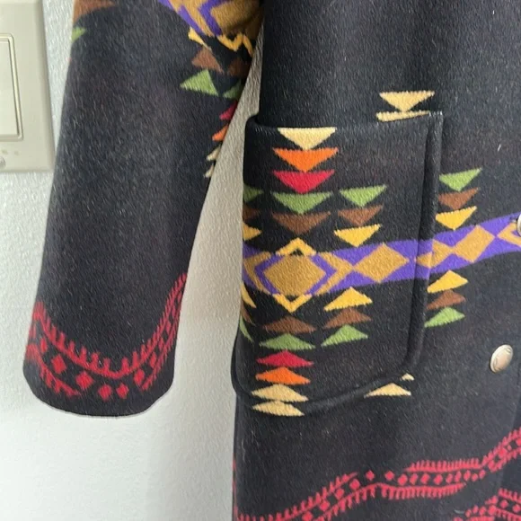 Pendleton maxi coat, wool with leather collar - Picture 6 of 9